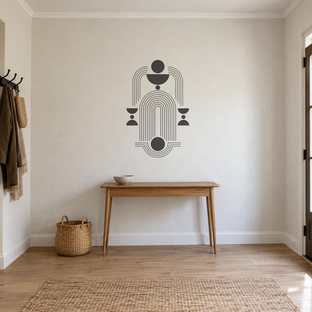 Geometric Harmony Wall Decal, Modern Abstract Arch Wall Art, Large Minimalist Vinyl Decor