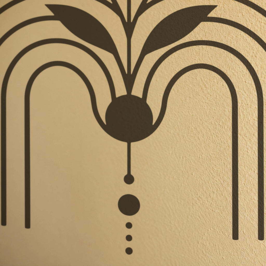 Celestial Bloom Wall Decal, Moon Phases Botanical Wall Art, Tall Boho Vinyl Sticker