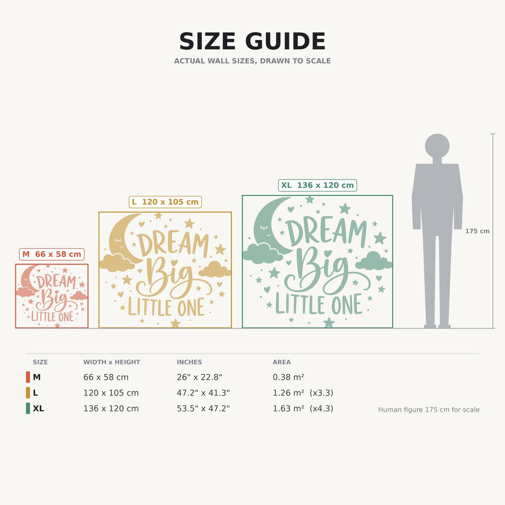 Dream Big Little One Wall Decal, Nursery Moon and Stars Wall Art, Kids Room Vinyl Sticker