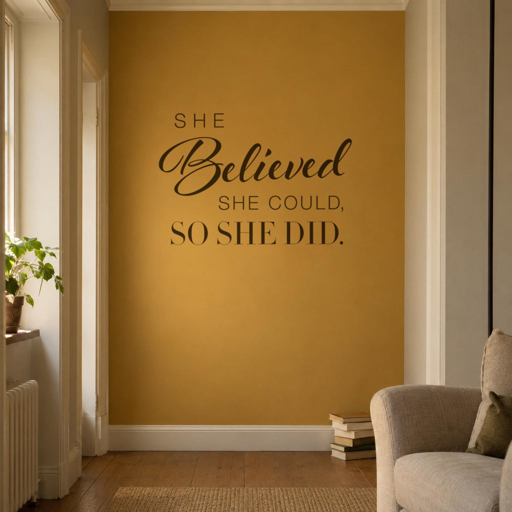 She Believed She Could So She Did Wall Decal, Inspirational Quote, Bedroom Decor