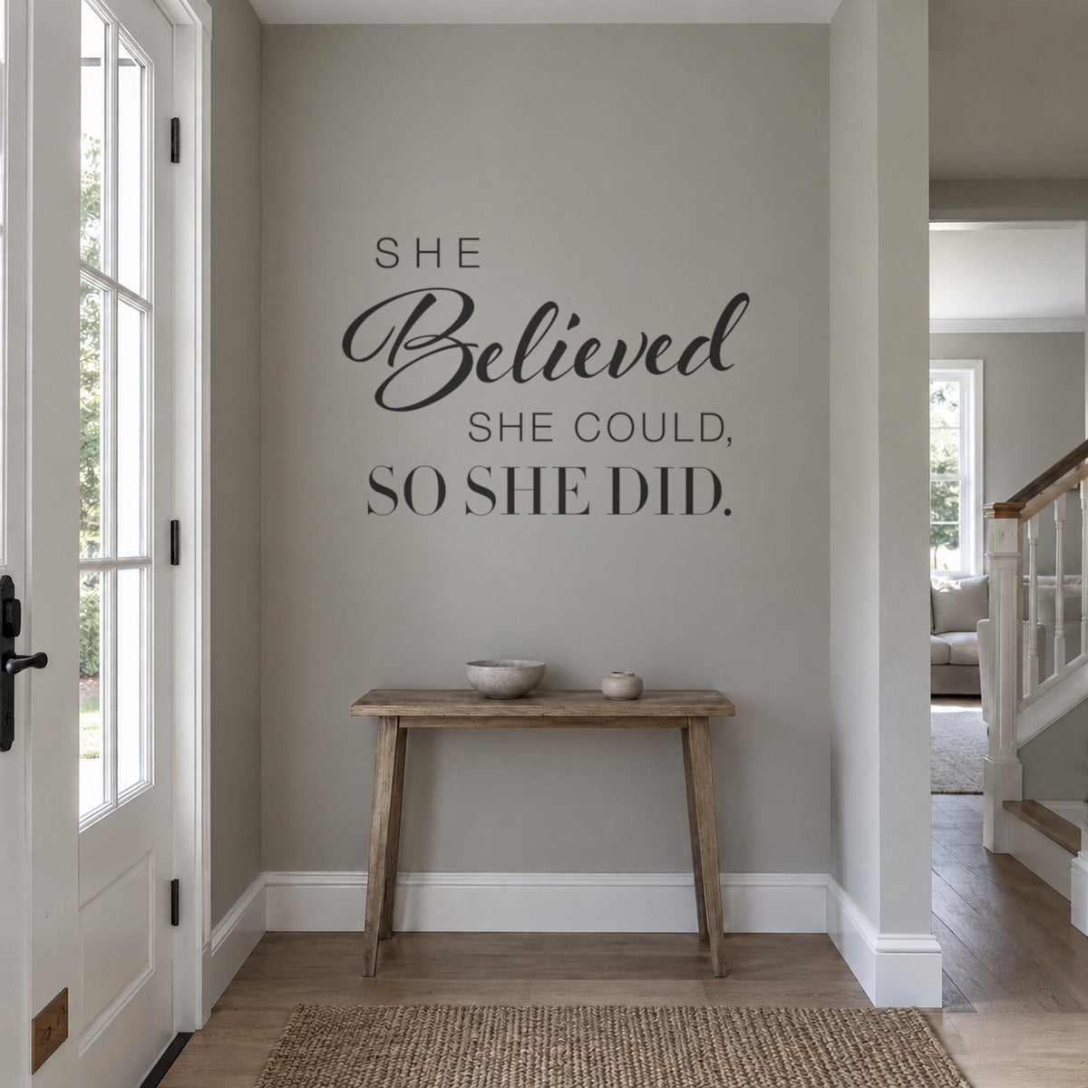 She Believed She Could So She Did Wall Decal, Inspirational Quote, Bedroom Decor