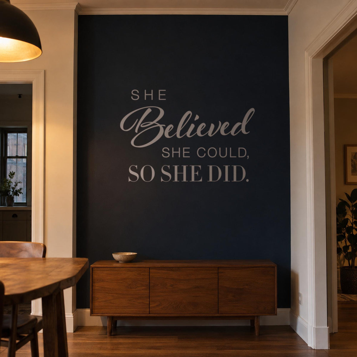 She Believed She Could So She Did Wall Decal, Inspirational Quote, Bedroom Decor