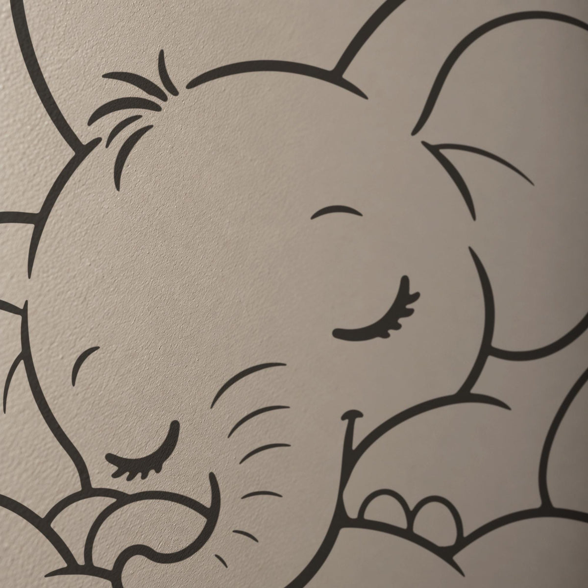 Sleeping Elephant Wall Decal, Baby Elephant on Cloud, Line Art Outline Nursery Sticker