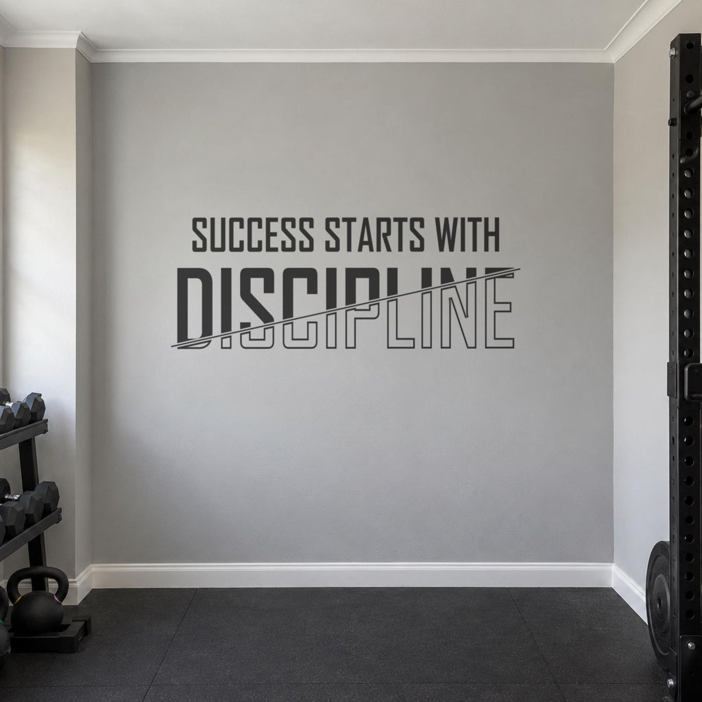 Success Starts With Discipline Wall Decal, Home Gym Wall Art, Large Vinyl Lettering