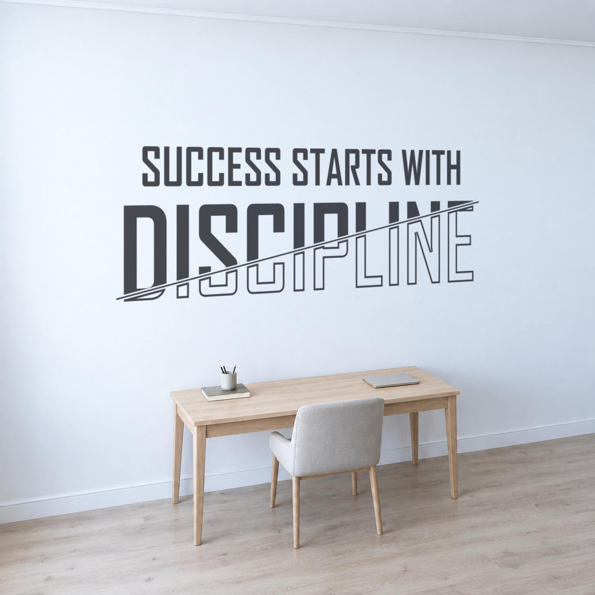 Success Starts With Discipline Decal, Office Wall Quote, Motivational Vinyl Sign