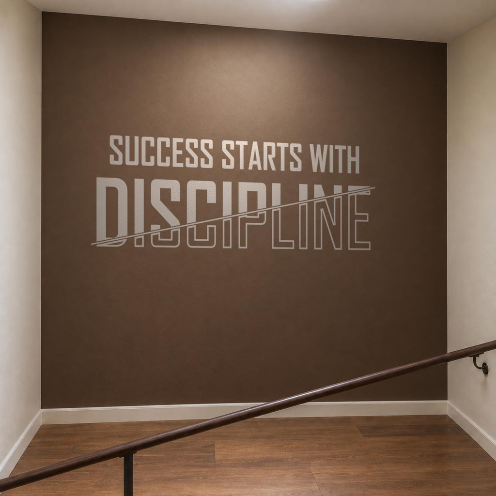 Success Starts With Discipline Wall Decal, Bold Motivational Quote, Study Room Decor