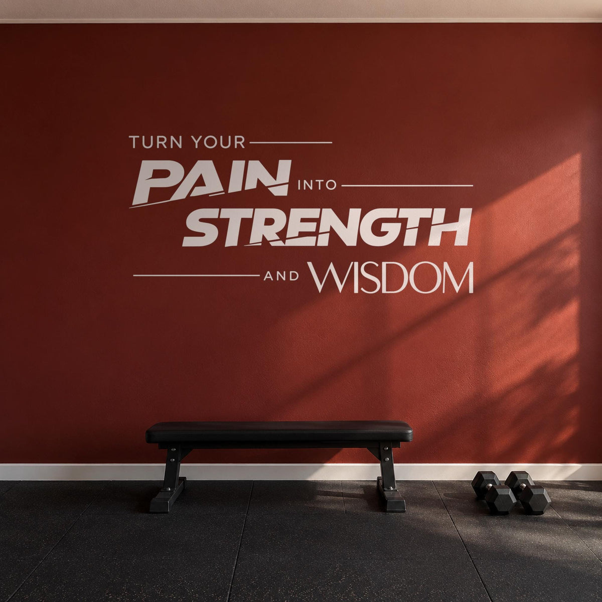 Turn Your Pain Into Strength And Wisdom Wall Decal, Gym Motivational Quote, Home Gym Vinyl Decor