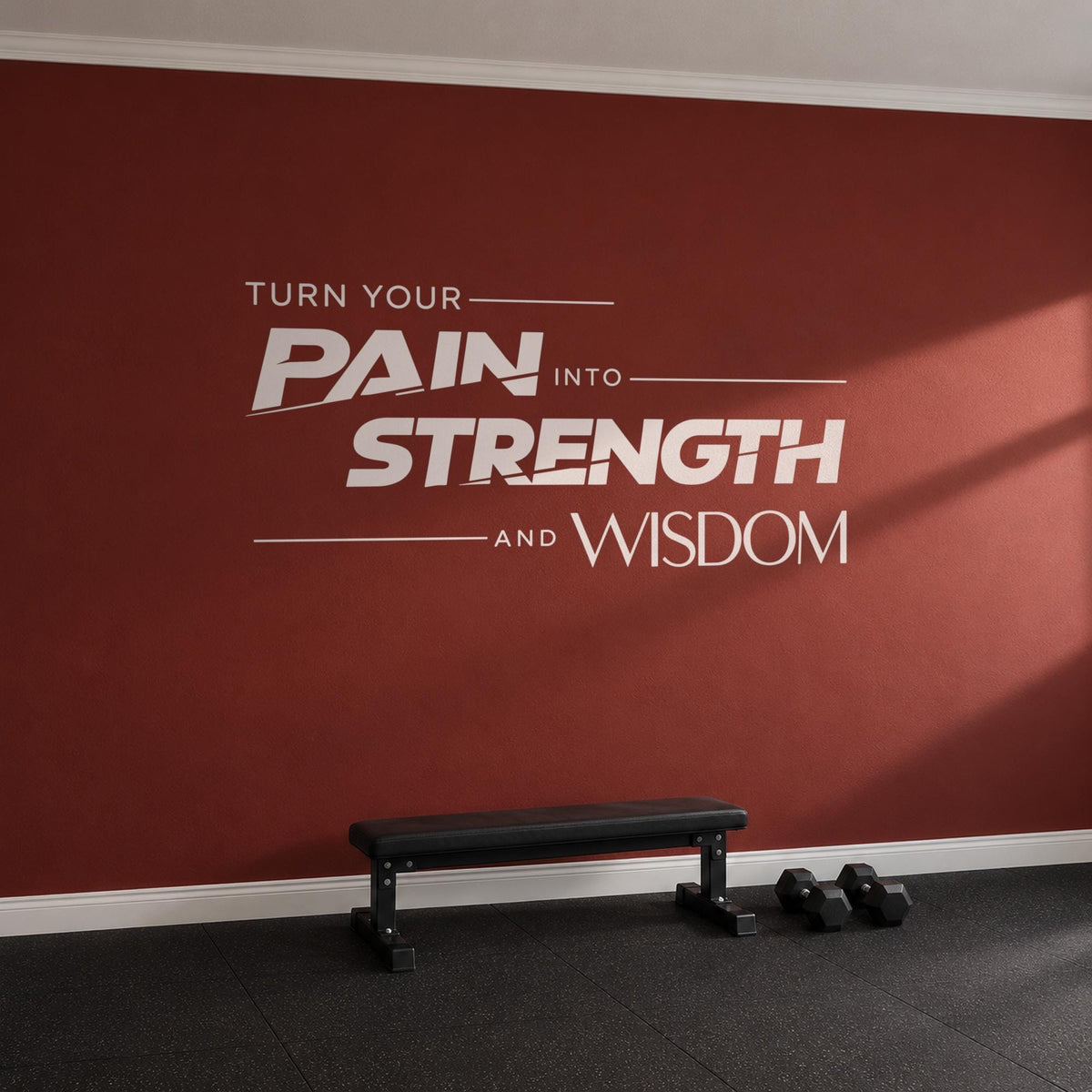 Turn Your Pain Into Strength And Wisdom Wall Decal, Gym Motivational Quote, Home Gym Vinyl Decor
