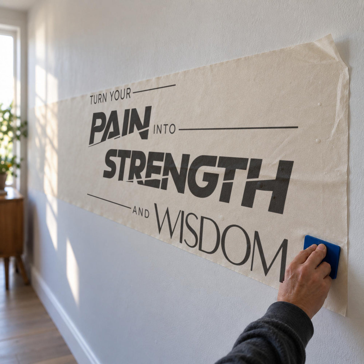 Turn Your Pain Into Strength And Wisdom Wall Decal, Gym Motivational Quote, Home Gym Vinyl Decor