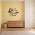 Dream Big Little One Wall Decal, Nursery Moon and Stars Wall Art, Kids Room Vinyl Sticker