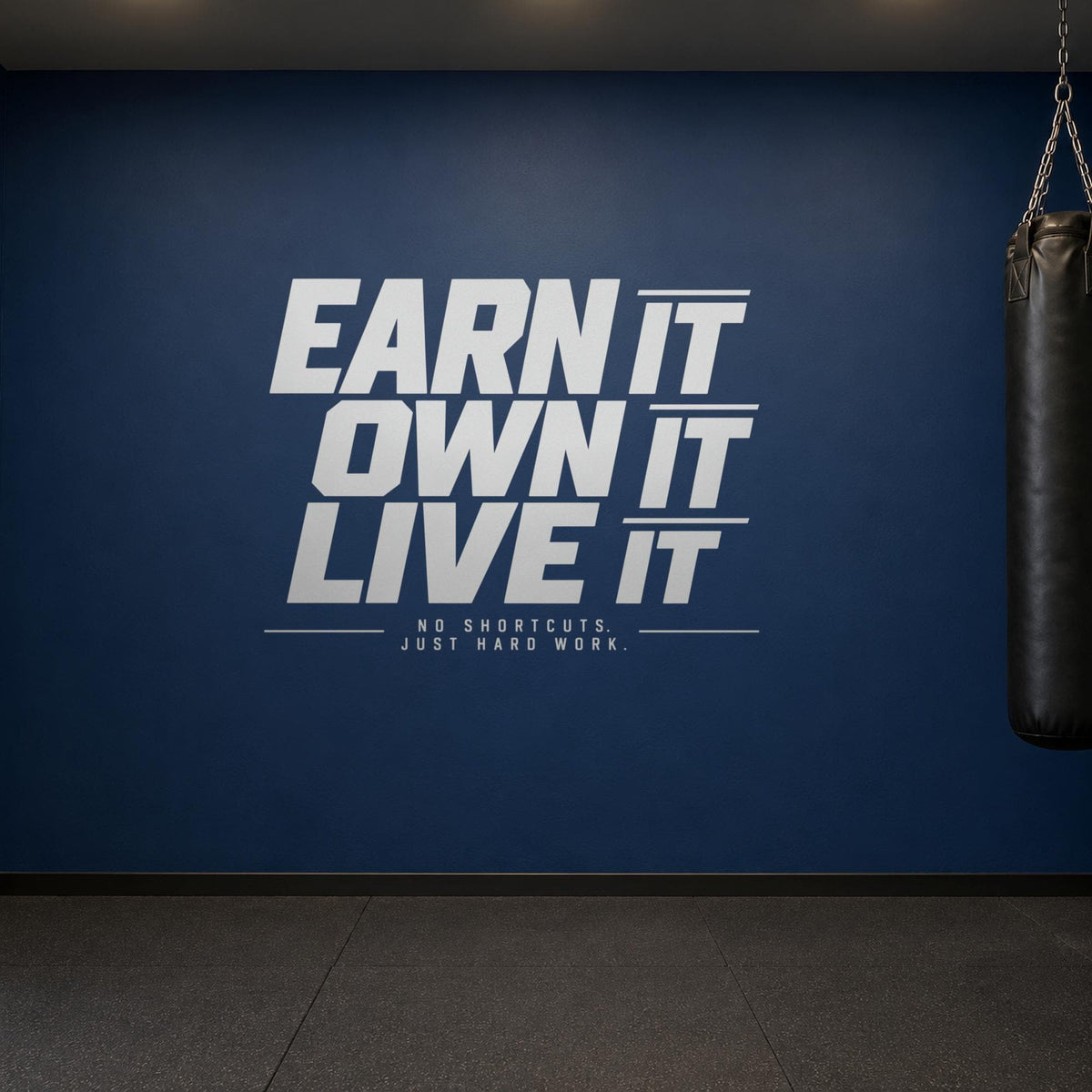 Earn It Own It Live It Wall Decal, No Shortcuts Hard Work Gym Quote, Garage Gym Motivation Vinyl Art