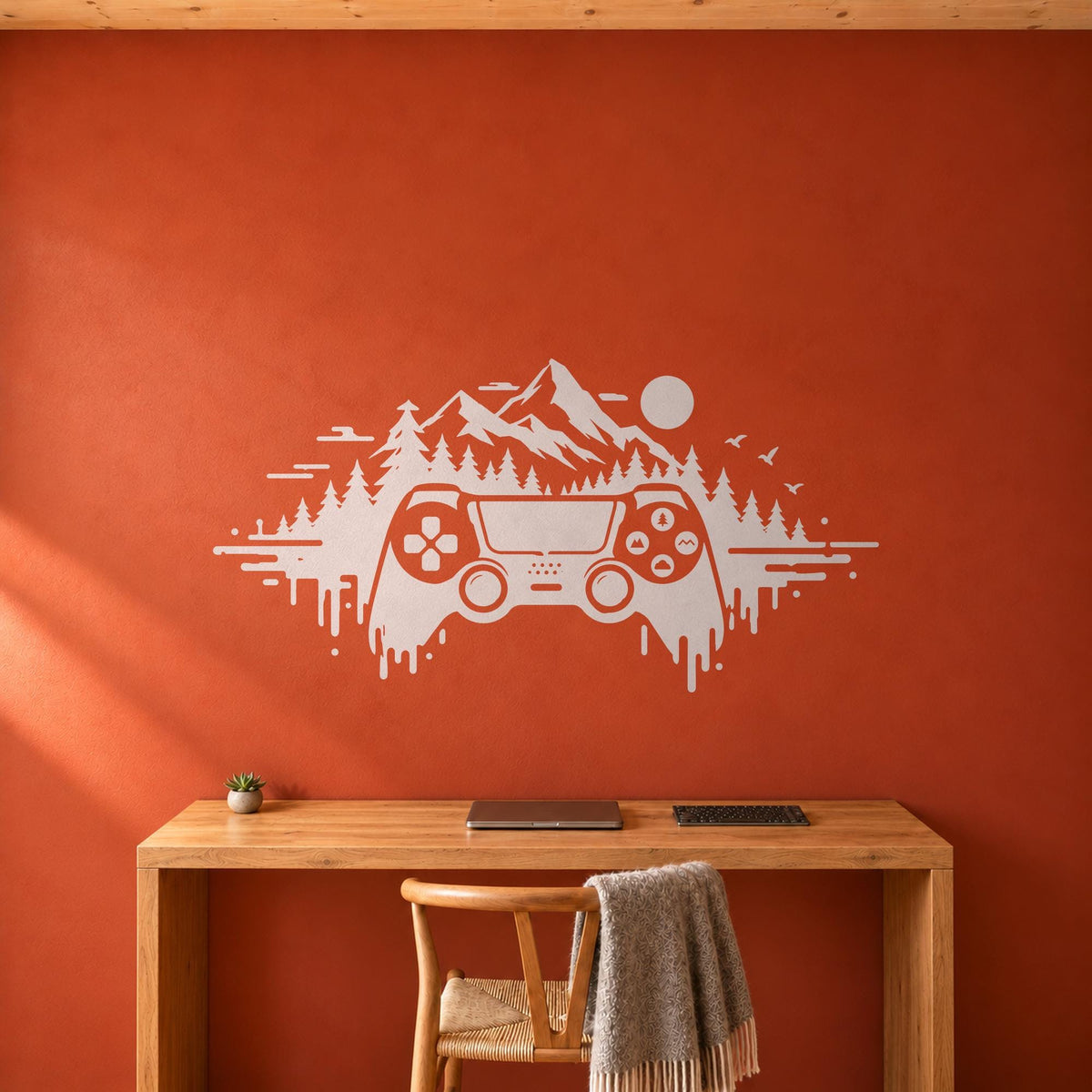 Adventure Controller Wall Decal, Mountain Forest Gamer Wall Art, Large Vinyl Decor
