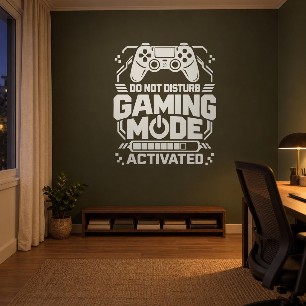 Gaming Mode Activated Wall Decal, Do Not Disturb Gamer Sign, Game Room Vinyl Wall Art