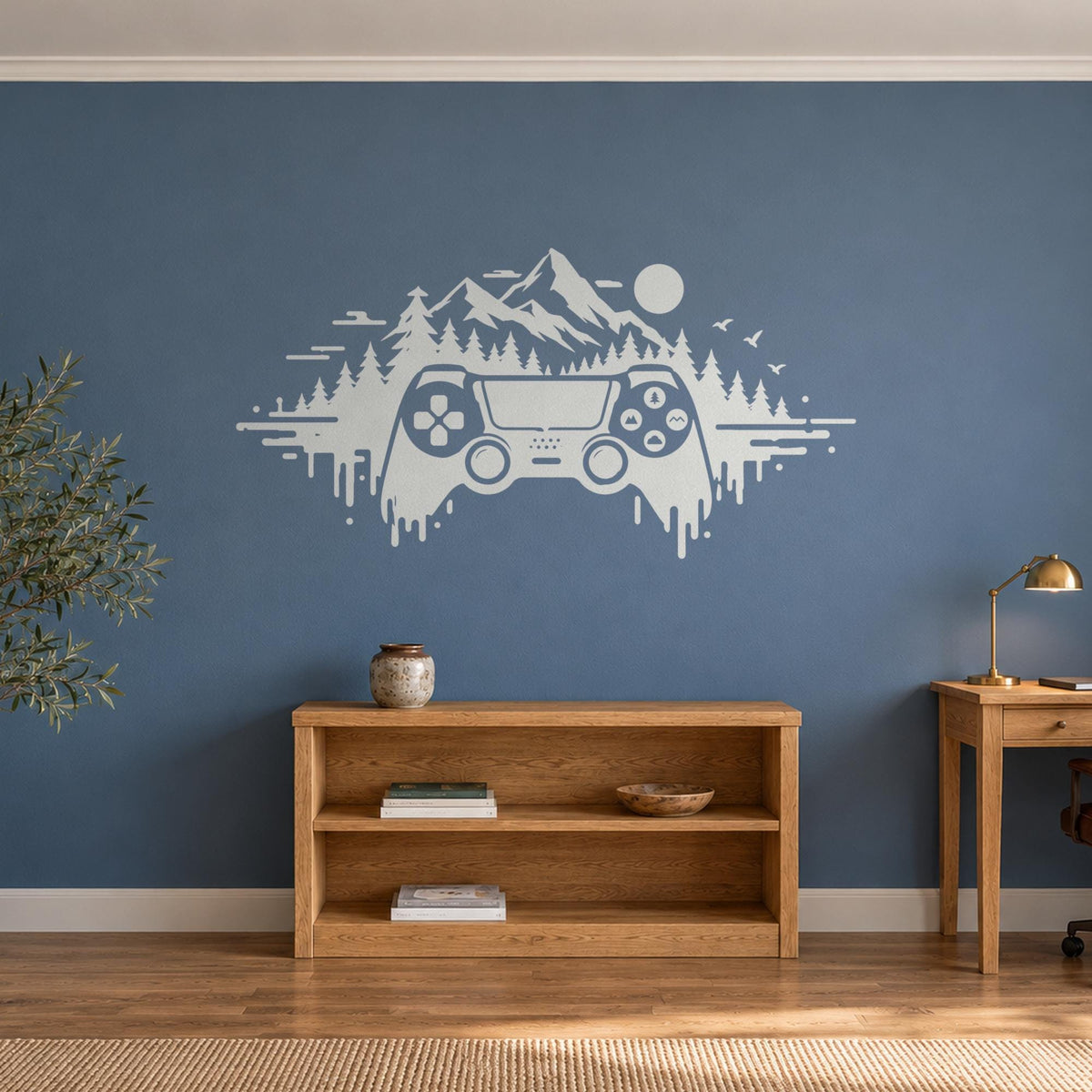 Adventure Controller Wall Decal, Mountain Forest Gamer Wall Art, Large Vinyl Decor