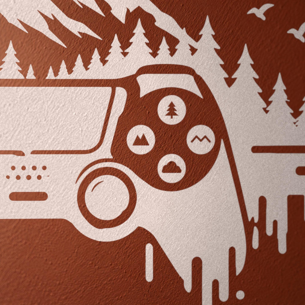 Adventure Controller Wall Decal, Mountain Forest Gamer Wall Art, Large Vinyl Decor