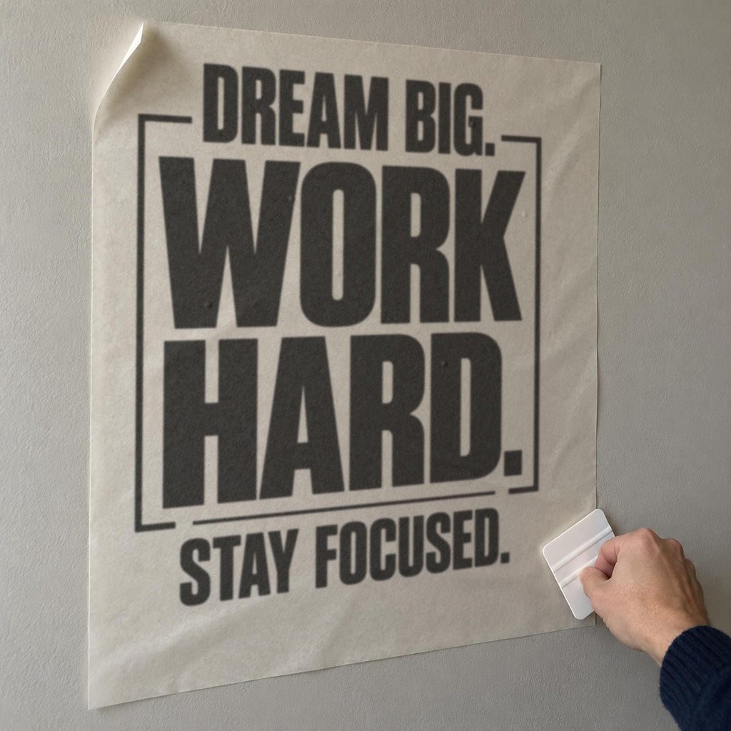 Dream Big Work Hard Stay Focused Wall Decal, Bold Framed Gym Quote, Home Gym Motivation Vinyl