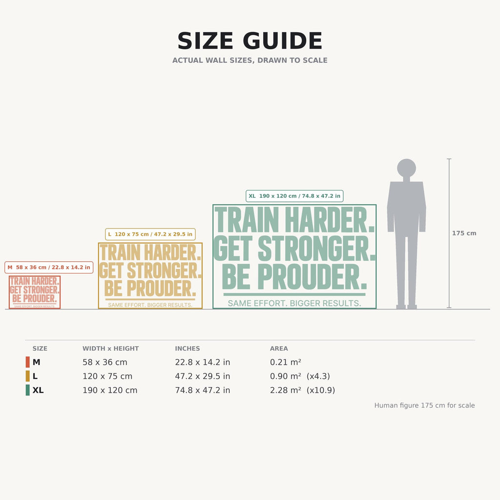Train Harder Get Stronger Be Prouder Wall Decal, Bold Gym Motivational Wall Art, Home Gym Vinyl Decor