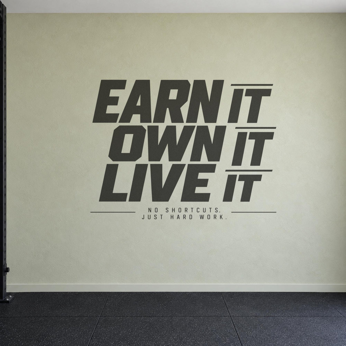 Earn It Own It Live It Wall Decal, No Shortcuts Hard Work Gym Quote, Garage Gym Motivation Vinyl Art