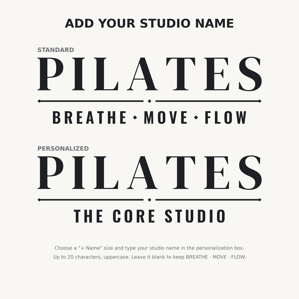 Pilates Studio Sign Wall Decal, Custom Studio Name Vinyl Lettering, Breathe Move Flow Wall Art, Reformer Studio Decor