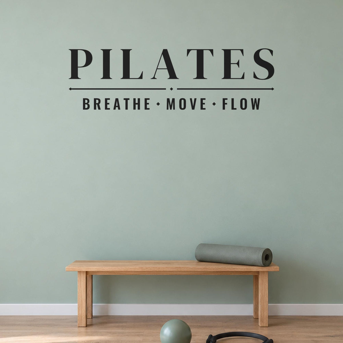 Pilates Studio Sign Wall Decal, Custom Studio Name Vinyl Lettering, Breathe Move Flow Wall Art, Reformer Studio Decor