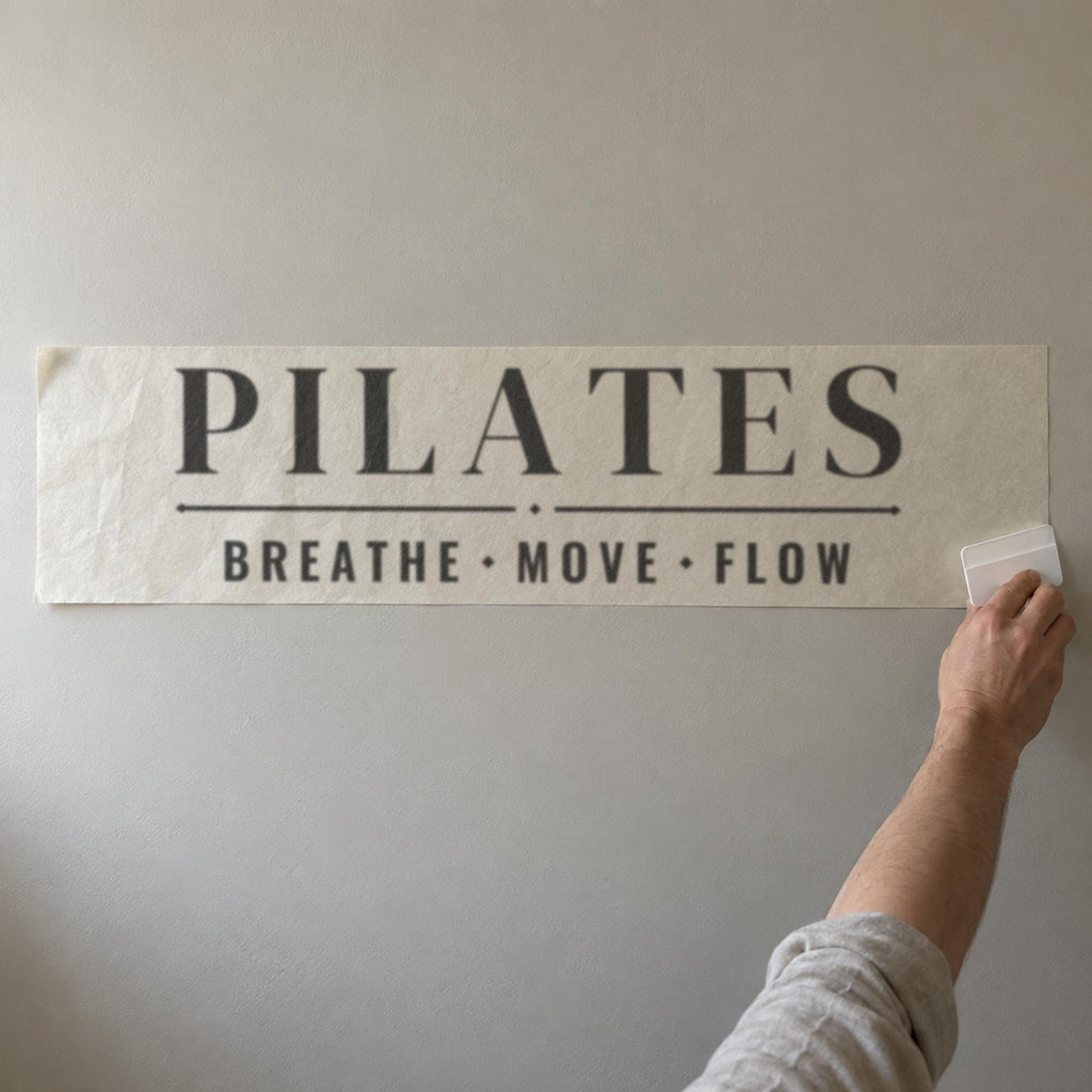 Pilates Studio Sign Wall Decal, Custom Studio Name Vinyl Lettering, Breathe Move Flow Wall Art, Reformer Studio Decor