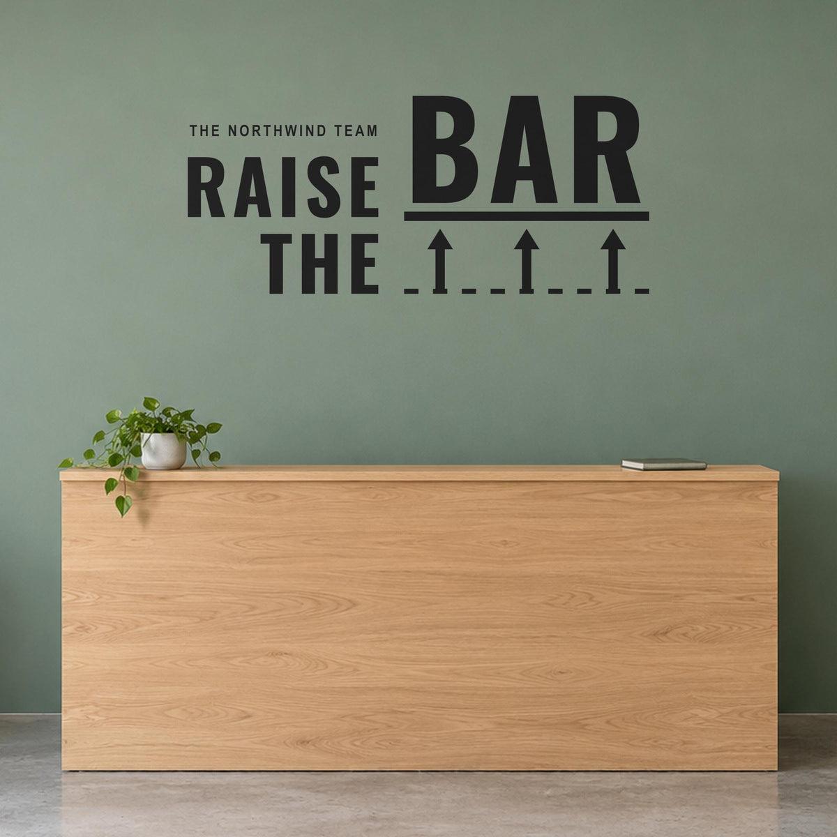 Raise The Bar Office Wall Decal, Motivational Office Wall Art, Personalized Team Name Sign, Business Wall Decor, Conference Room Quote