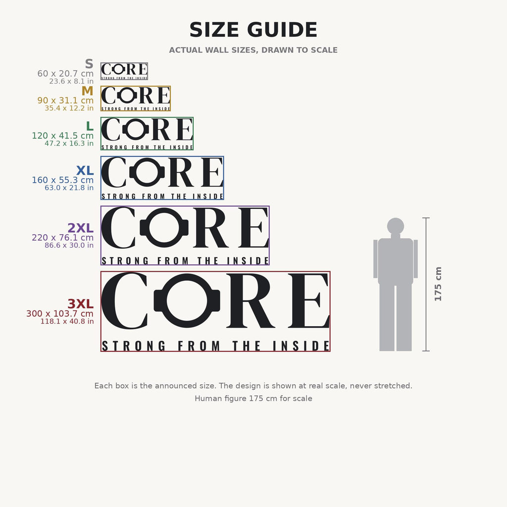 Core Pilates Wall Decal, Strong From The Inside Wall Art, Custom Studio Name Sign, Barre Workout Decor, Pilates Teacher Gift