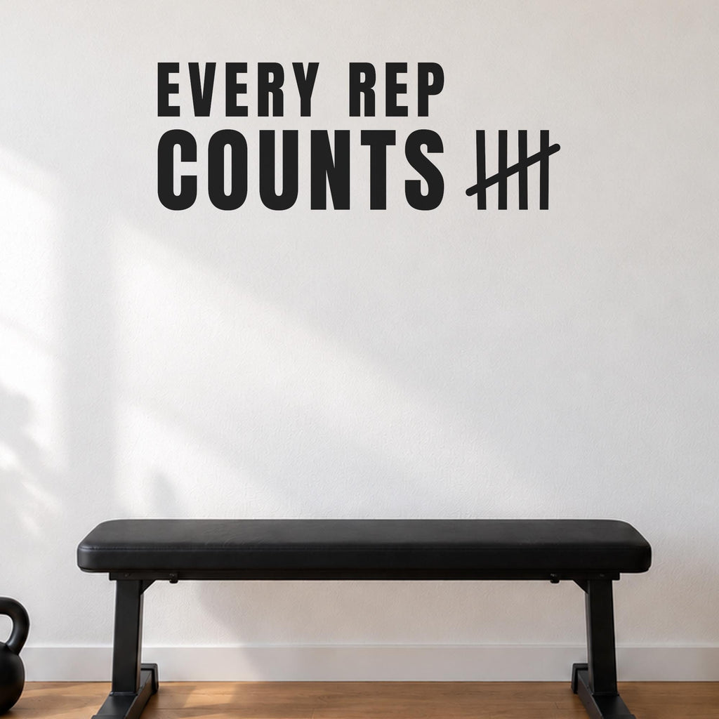 Every Rep Counts Wall Decal, Custom Garage Gym Sign with Name, Tally Mark Workout Quote, Personal Training Studio Wall Art, Vinyl Lettering