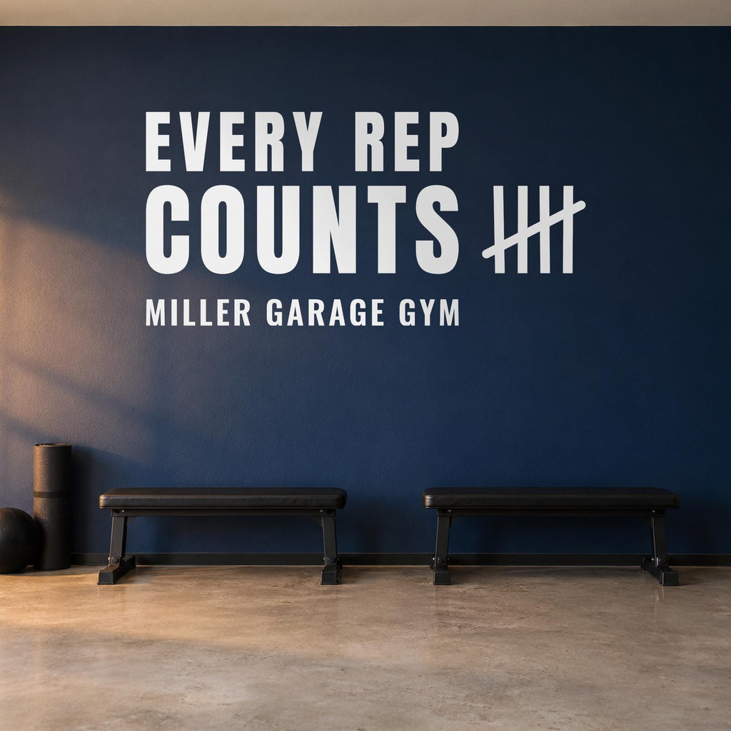 Every Rep Counts Wall Decal, Custom Garage Gym Sign with Name, Tally Mark Workout Quote, Personal Training Studio Wall Art, Vinyl Lettering