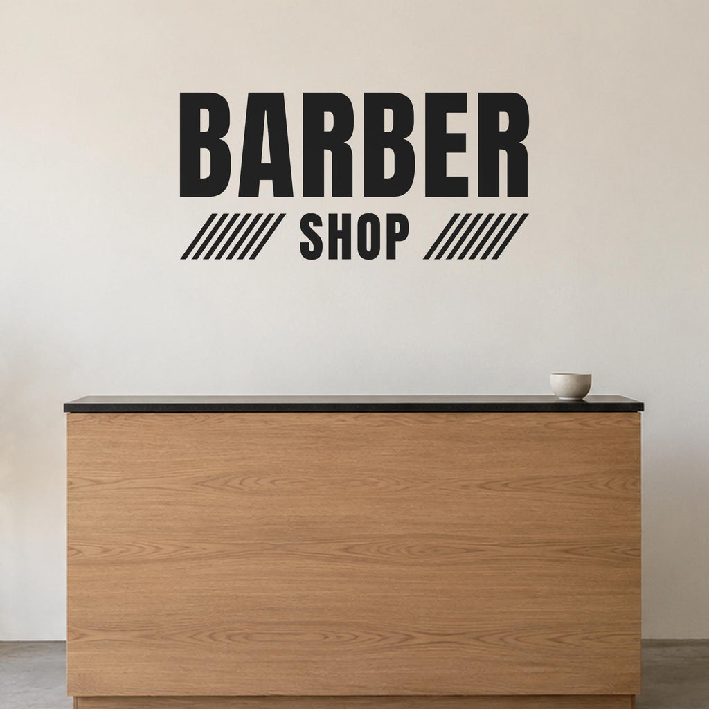 Barber Shop Sign Wall Decal, Custom Barbershop Wall Art with Shop Name, Barber Station Decor, Salon Business Sign, Vinyl Lettering