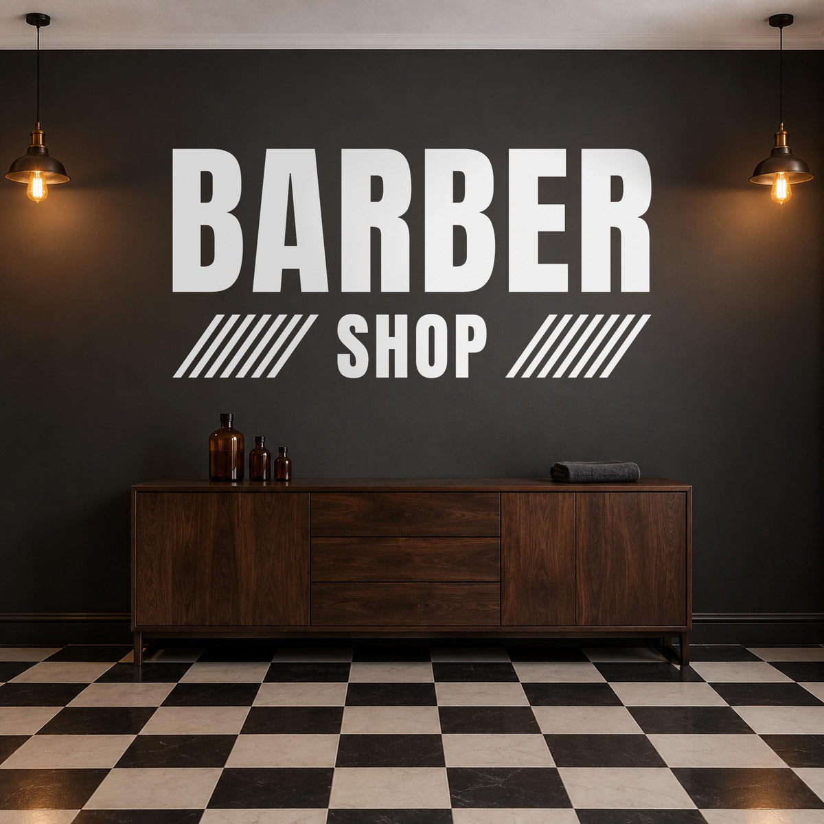 Barber Shop Sign Wall Decal, Custom Barbershop Wall Art with Shop Name, Barber Station Decor, Salon Business Sign, Vinyl Lettering