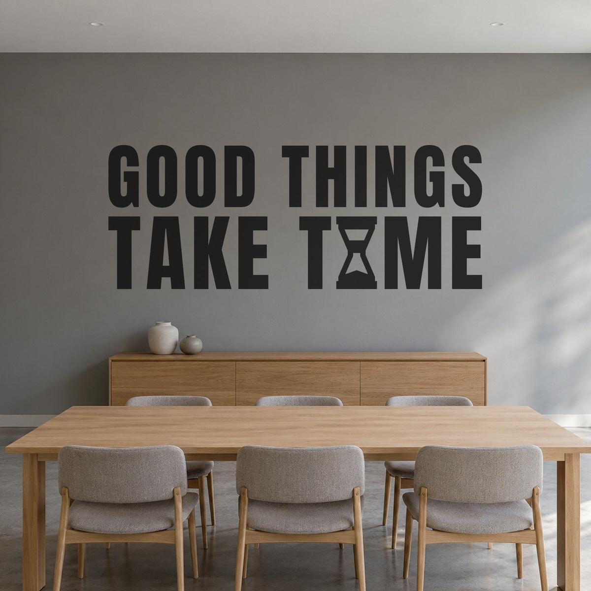 Good Things Take Time Wall Decal, Hourglass Wall Art, Custom Office Name Sign, Home Office Decor, New Business Gift