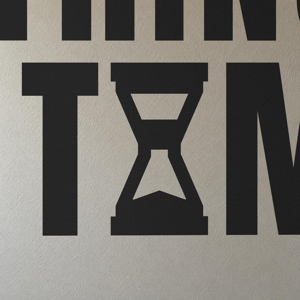 Good Things Take Time Wall Decal, Hourglass Wall Art, Custom Office Name Sign, Home Office Decor, New Business Gift