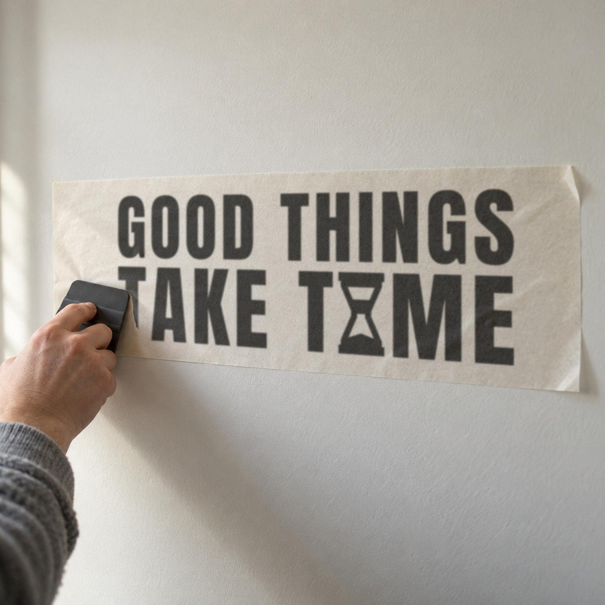 Good Things Take Time Wall Decal, Hourglass Wall Art, Custom Office Name Sign, Home Office Decor, New Business Gift