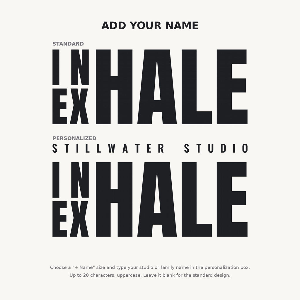 Inhale Exhale Wall Decal, Custom Yoga Studio Name Sign, Breathe Wall Art, Meditation Room Decor, Yoga Teacher Gift