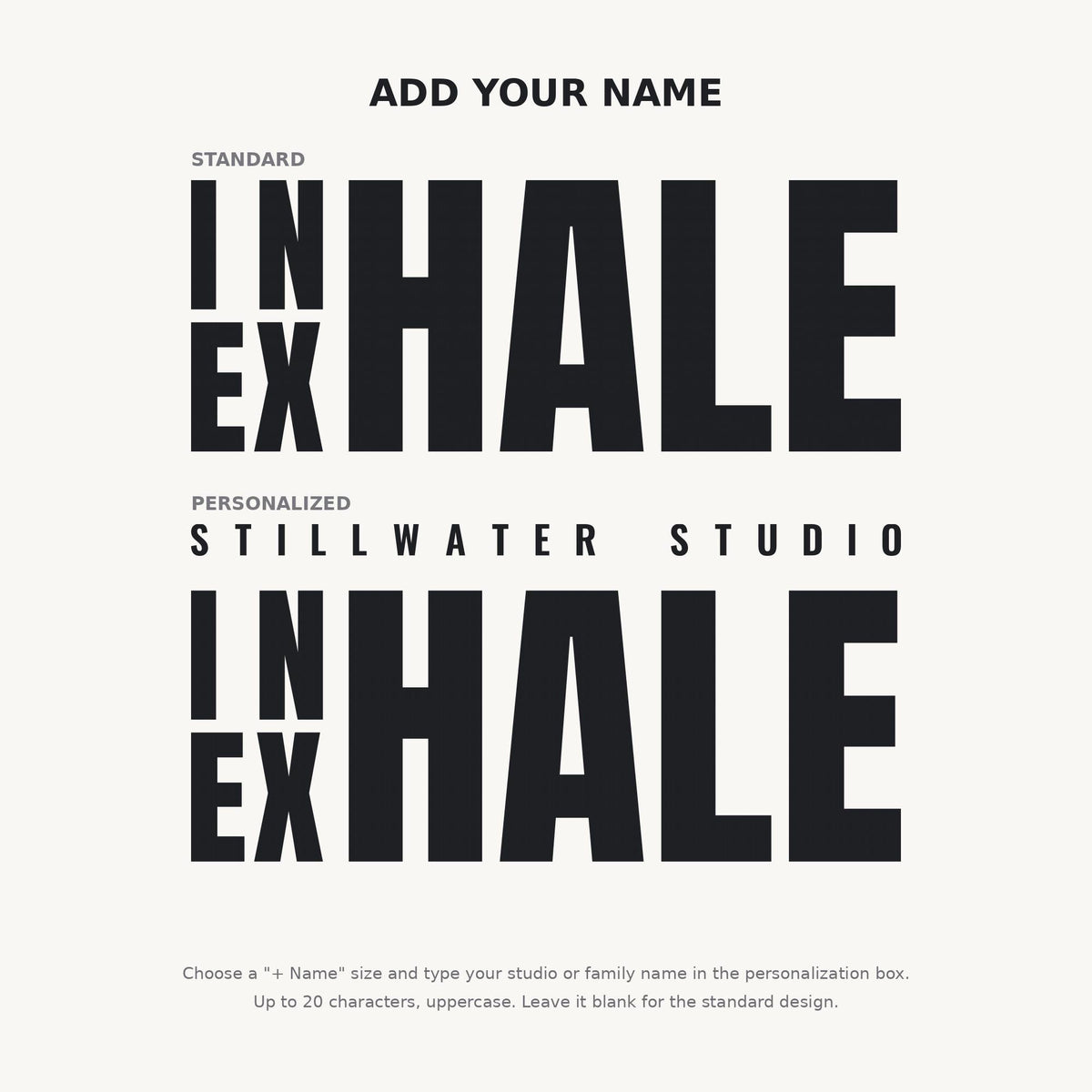 Inhale Exhale Wall Decal, Custom Yoga Studio Name Sign, Breathe Wall Art, Meditation Room Decor, Yoga Teacher Gift