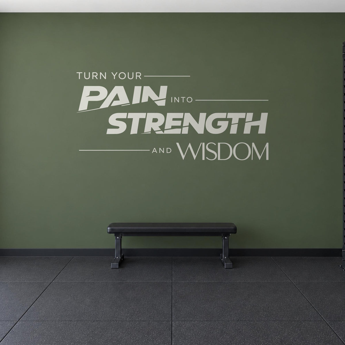 Turn Your Pain Into Strength And Wisdom Wall Decal, Gym Motivational Quote, Home Gym Vinyl Decor