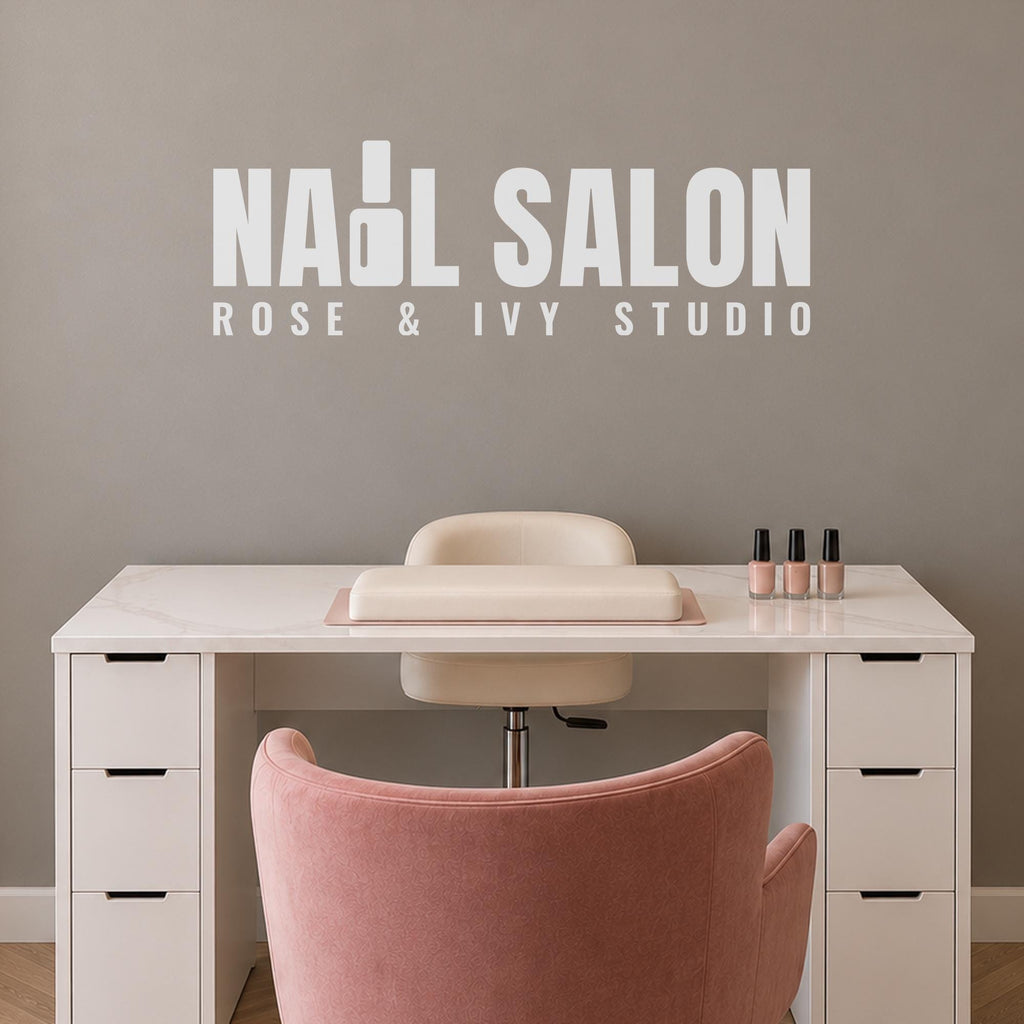 Nail Salon Sign Wall Decal, Custom Business Name Lettering, Nail Tech Studio Decor, Reception Wall Art, Beauty Suite Sign