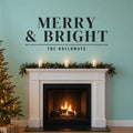 Merry and Bright Wall Decal, Christmas Wall Art, Custom Family Name Sign, Christmas Vinyl Lettering, Holiday Sign