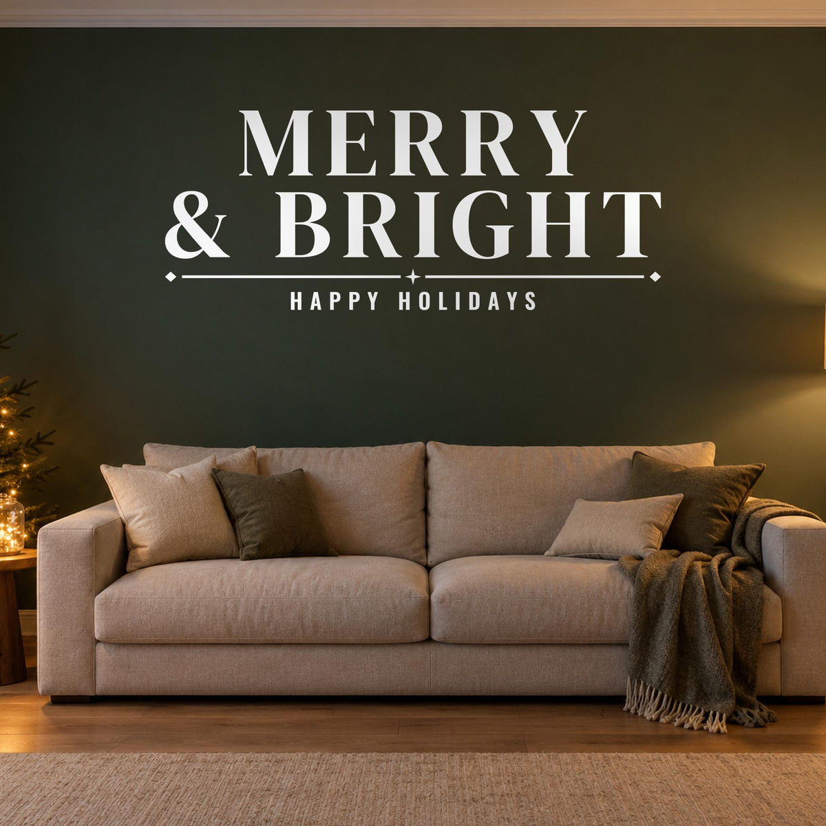 Merry and Bright Wall Decal, Christmas Wall Art, Custom Family Name Sign, Christmas Vinyl Lettering, Holiday Sign