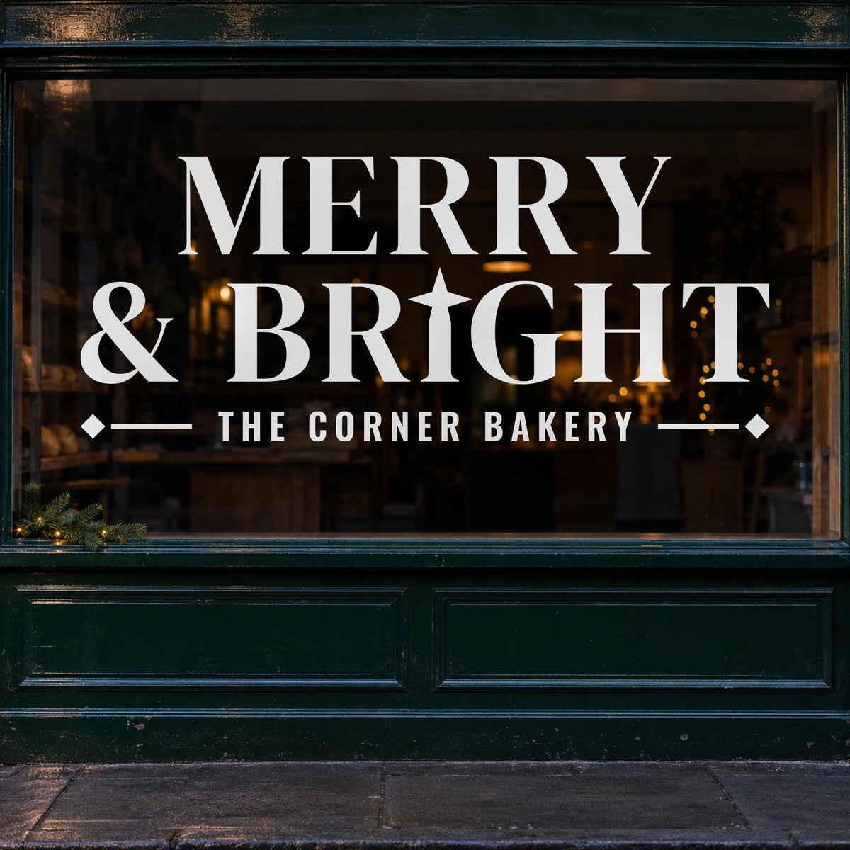 Merry and Bright Christmas Window Decal, Custom Business Name Storefront Decal, Holiday Shop Lettering, Christmas Window Wall Decor