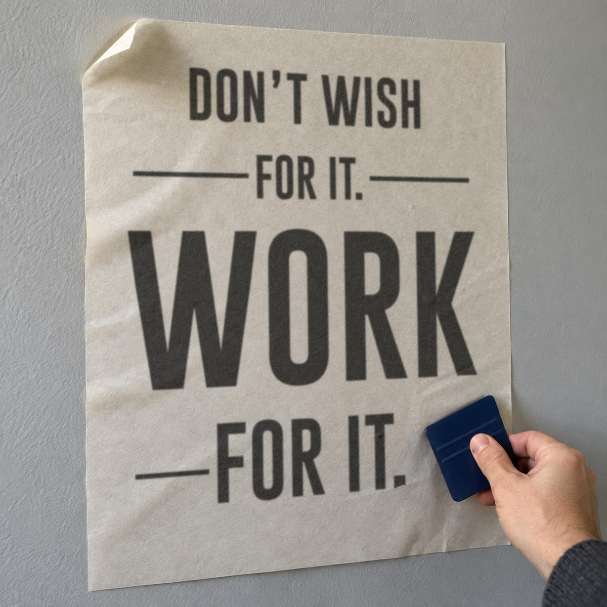 Dont Wish For It Work For It Wall Decal, Vertical Gym Quote, Home Gym Motivational Vinyl Art