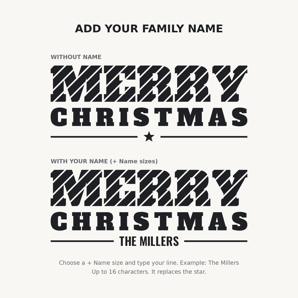 Merry Christmas Wall Decal, Candy Cane Christmas Sign, Custom Family Name, Holiday Wall Art, Large Vinyl Lettering for Living Room