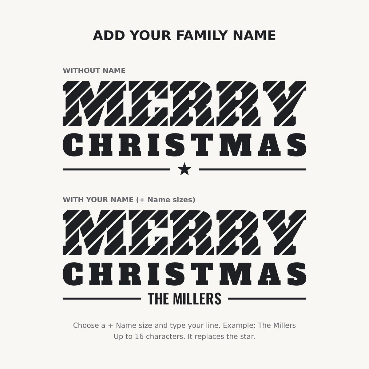 Merry Christmas Wall Decal, Candy Cane Christmas Sign, Custom Family Name, Holiday Wall Art, Large Vinyl Lettering for Living Room
