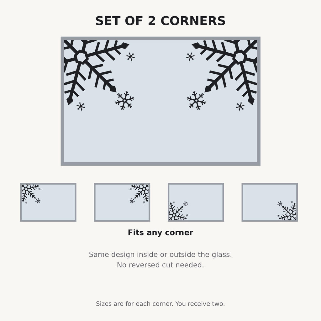 Snowflake Corner Window Decals, Set of 2, Giant Snowflake Christmas Decor, Winter Storefront Wall Decor for Shops and Cafes