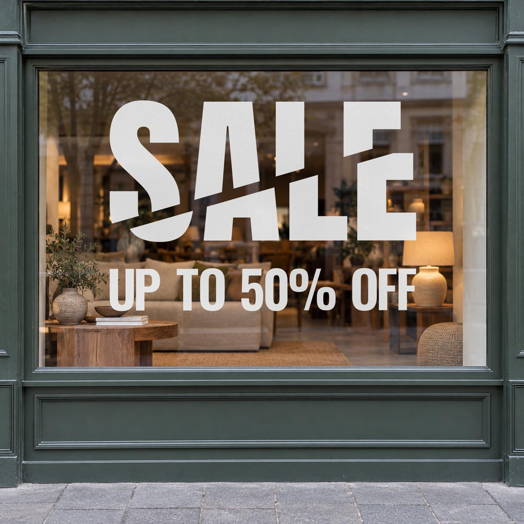 Sale Window Decal, Custom Discount Sign for Retail Store, Boutique Window Lettering, Clearance Signage, Shop Wall Decor
