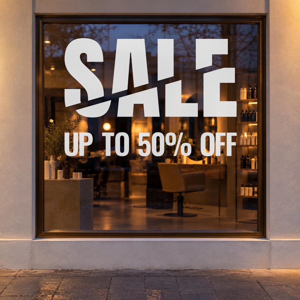Sale Window Decal, Custom Discount Sign for Retail Store, Boutique Window Lettering, Clearance Signage, Shop Wall Decor
