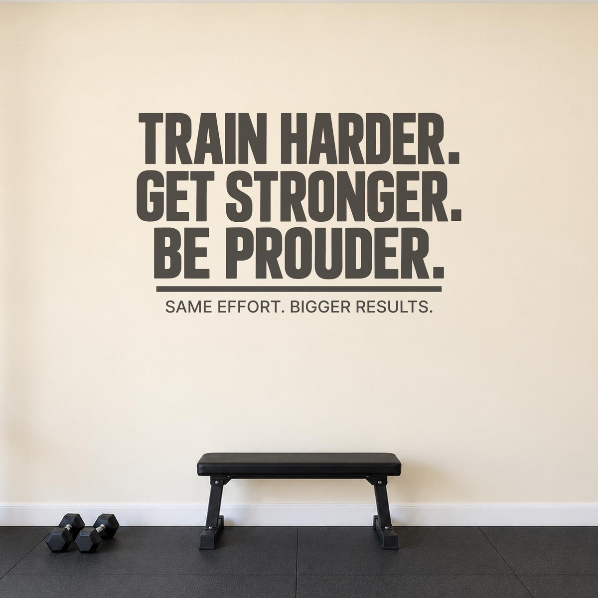 Train Harder Get Stronger Be Prouder Wall Decal, Bold Gym Motivational Wall Art, Home Gym Vinyl Decor