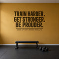 Train Harder Get Stronger Be Prouder Wall Decal, Bold Gym Motivational Wall Art, Home Gym Vinyl Decor