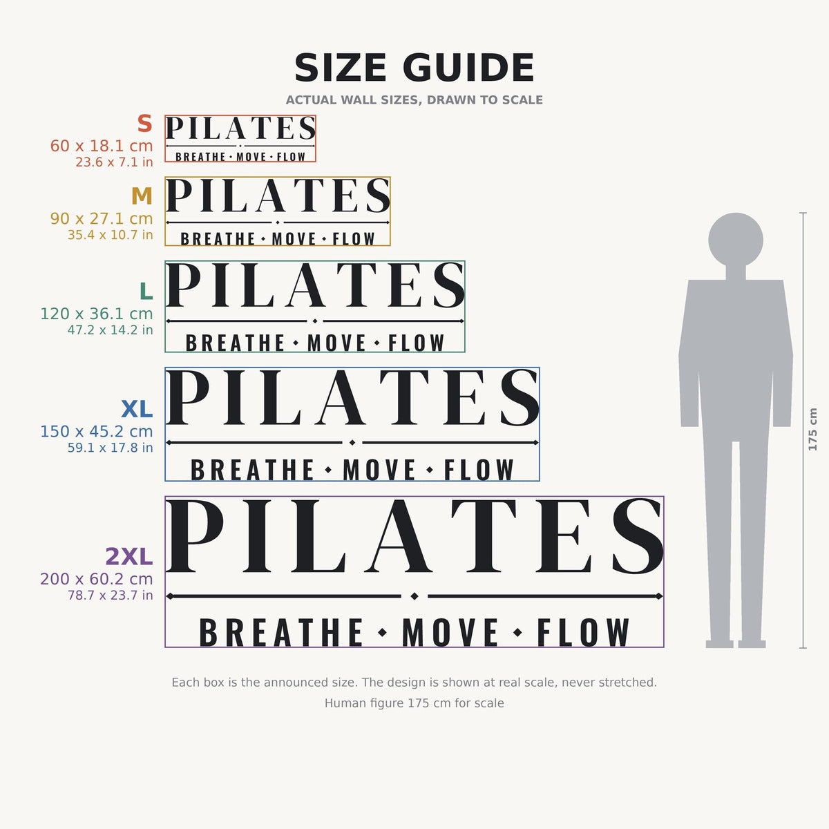 Pilates Studio Sign Wall Decal, Custom Studio Name Vinyl Lettering, Breathe Move Flow Wall Art, Reformer Studio Decor